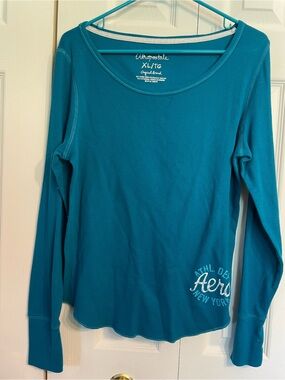 Aeropostale Teal Scoop Neck Long Sleeve Top